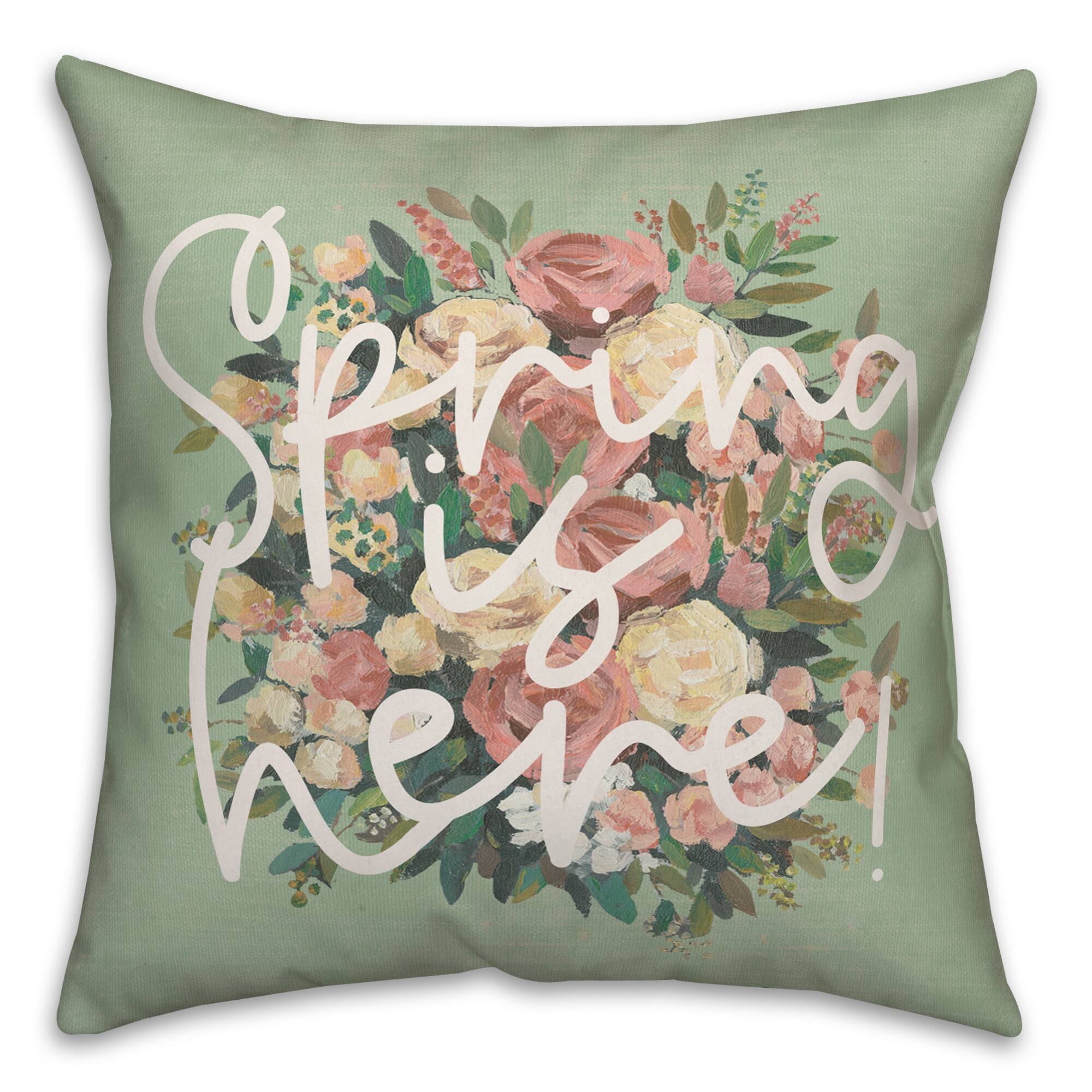 Spring is Here Floral Throw Pillow
